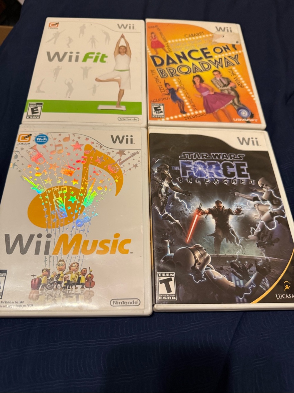 Nintendo Wii Game Lot Of 4 Star Wars force Wii music Wii fit and broadway